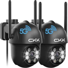 2K Security Camera Outdoor Corded Power, 2 Pcs 3MP PTZ Wifi Home Security Camera