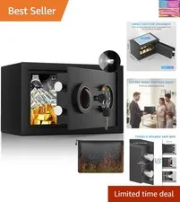 Small Safe for Home, 6.69"H Safe Box with Fireproof Waterproof Bag for Colleg...