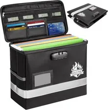 Fireproof Document Box With Lock Waterproof Portable File Organizer 12.5x10.5...