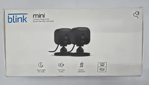 2 Pack Blink Mini 1080p WiFi Security Camera with Motion Detection Night Vision