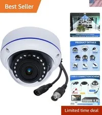 HD 1080P 2MP Fisheye Dome Security Camera - 180° IR Night Vision, Vandal-Proof