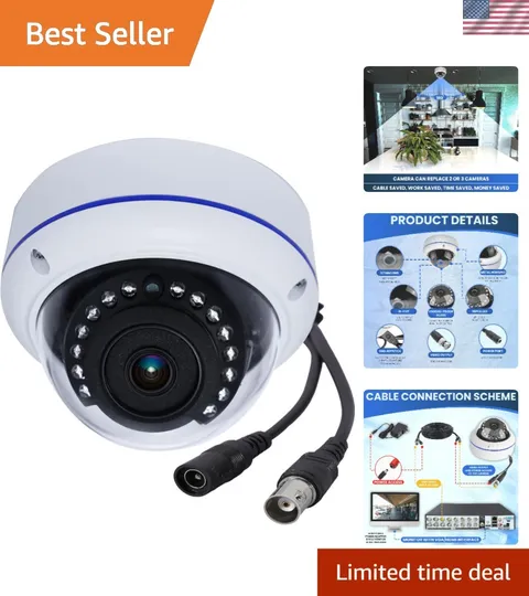 HD 1080P 2MP Fisheye Dome Security Camera - 180° IR Night Vision, Vandal-Proof