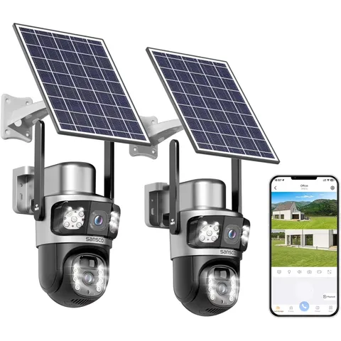 4K Dual Lens Solar Security Cameras Wireless Outdoor 2Pack,5Ghz&2.4Ghz Wifi 360°