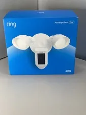 Ring Floodlight Cam Plus Surveillance Camera  Outdoor Wired 1080p - White