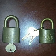 Wilson Bohannan WB Brass Keyed Alike Padlocks Lot of 2 w/ 3 Keys, 6mm