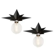 2 Pack Black Flush Mount Ceiling Light - 11.8 inch 2 Pcs