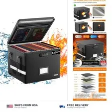 ENGPOW 5200°F Fireproof Document Box with Lock, Heat Insulated Collapsible Fi...