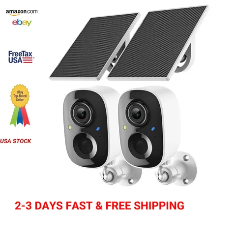 2K Wireless Outdoor Security Camera Solar Powered Night Vision Motion Detection