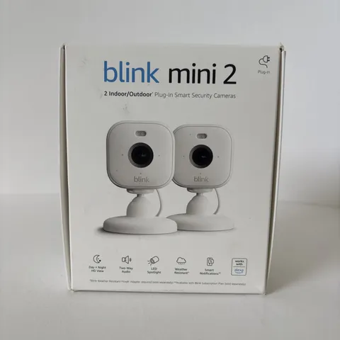Blink Mini 2 Security Camera, HD Night View, Spotlight, 2-Way Audio, 2-Pack NEW