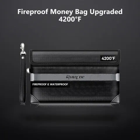 Fireproof Money Bag Upgraded 4200°F, 11”x 6.2” Waterproof money bags with zip...