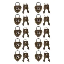 10Pcs Sturdy Iron Heart Shape Mini Padlocks Cabinet Drawer Locks for Travel