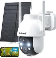 2K 4MP Home Security Camera System Solar Panel 360°PTZ Wireless Outdoor Audio