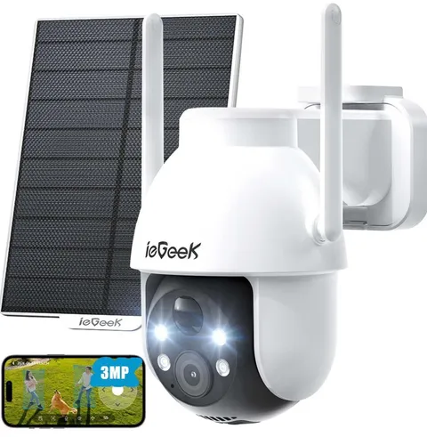 2K 4MP Home Security Camera System Solar Panel 360°PTZ Wireless Outdoor Audio