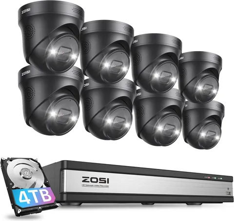 ZOSI 16CH 4K Audio PoE Home Security IP Camera System 8MP 4TB NVR AI Detection
