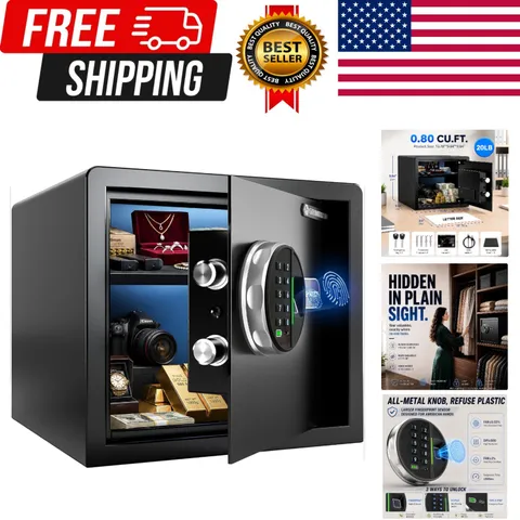 20LB Biometric Safe with Fingerprint Lock, 3-8 Digit PIN | 0.80 cu.ft. Safe w...