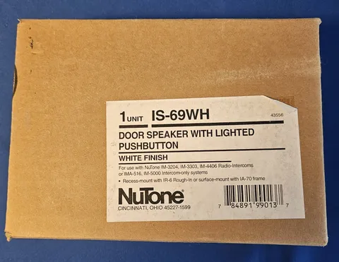NuTone IS-69WH Intercom Door Speaker w/ Lighted Push Button ~ NEW IN BOX
