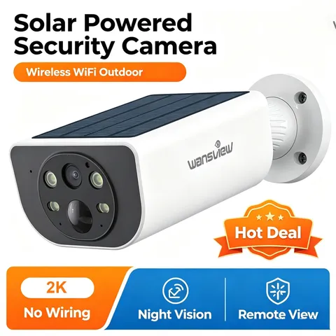 Wansview 2K Outdoor Solar Security Camera Wireless WiFi No wiring PIR Detection