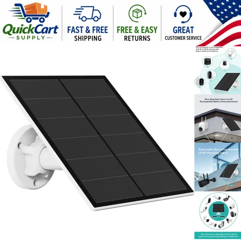 5W Solar Panel Charger for Outdoor Battery Cameras, USB-C, 360° Angle Adjustment