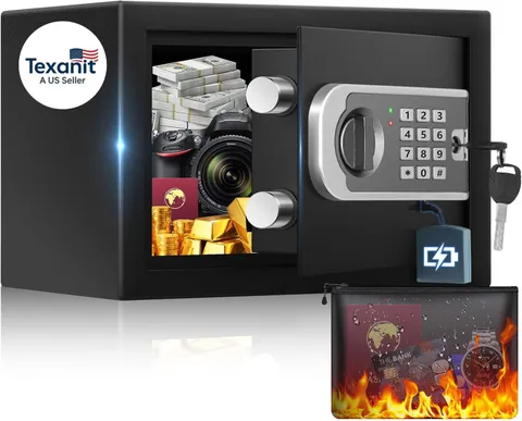 [UPGRADED] Small Safe Box for Home, 0.30 Cuft Mini Safes with Fireproof Waterpro