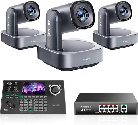 4K NDI PTZ Camera Bundle/Kit - 3-Pack 20X Optical + 8X Digital Zoom AI Tracking