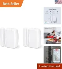 2 Pack Zigbee Contact Sensors - Secure Your Home with Smart Automation & Alerts