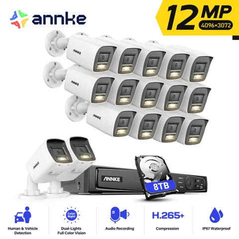 ANNKE 12MP 16CH NVR Audio POE Security IP Camera System Color Night Human Detect