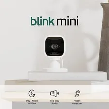 Blink Mini Compact indoor plug-in smart security camera 1080p HD, New White