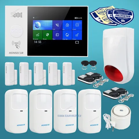 HOMSECUR Wireless WIFI 4G 2G RFID SMS Autodial Burglar Intruder Alarm System