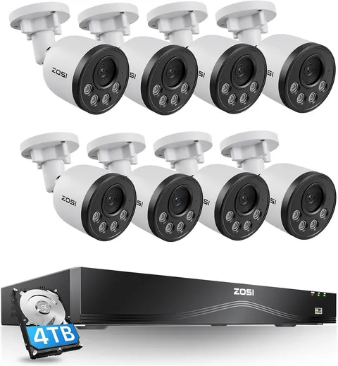 ZOSI 16CH NVR 4K PoE Security Camera System Outdoor Person Vehicle Detection 4TB