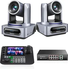 4K NDI PTZ Camera Bundle/Kit - 2-Pack 20X AI Tracking Cameras (SDI/LAN/HDMI/USB3