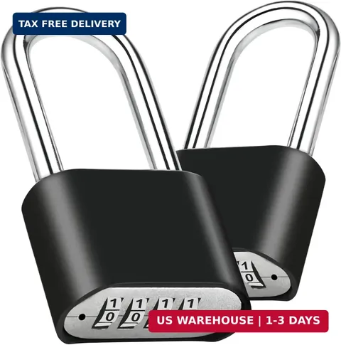 2pcs Combination Lock, 4-Digit Heavy Duty Combo Lock, Combination Padlock Outdoo