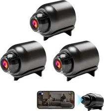 3Pack Mini Wireless Security Camera, Bluetooth 1080P HD WiFi Camera for Home