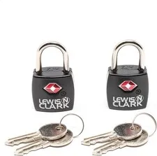 Lewis N. Clark Travel Sentry TSA Lock + Mini Padlock includes 4 Keys 2Pk Black