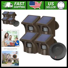 Solar Wireless Driveway Alarm System 1 Receiver 4 Solar Sensors Weatherproof