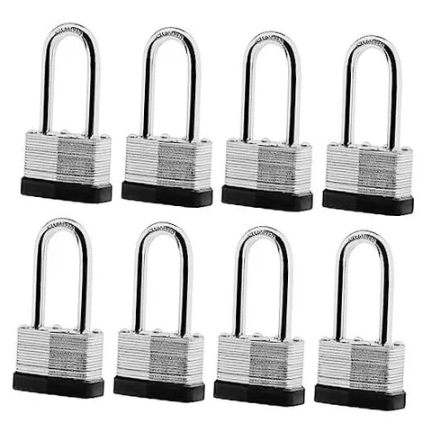 8-Pack Keyed Alike Laminated Steel Padlocks Keys, 1-3/4" 8 PACK LONG SHACKLE