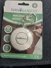 Nano Banshee 130 dB Personal Attack Alarm Keyring w/ LED Flash Light, White