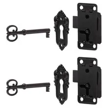 2PCS Antique Lock with Key Box Locks Latches Jewelry Box Lock with Skeleton Key