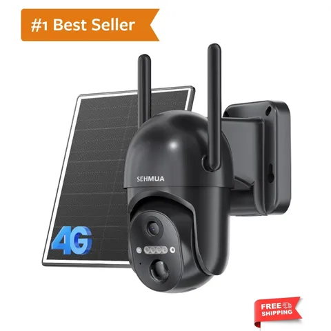 4G LTE Solar Security Camera with 2K Night Vision for Outdoors - No Wi-Fi Needed