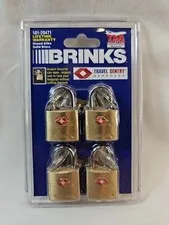 NEW Brink's 4-PACK SOLID BRASS PADLOCK 22mm TSA TRAVEL LUGGAGE Weather-Resistant
