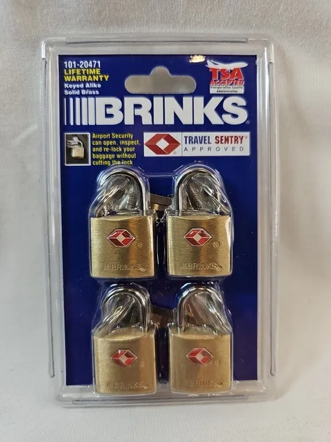 NEW Brink's 4-PACK SOLID BRASS PADLOCK 22mm TSA TRAVEL LUGGAGE Weather-Resistant