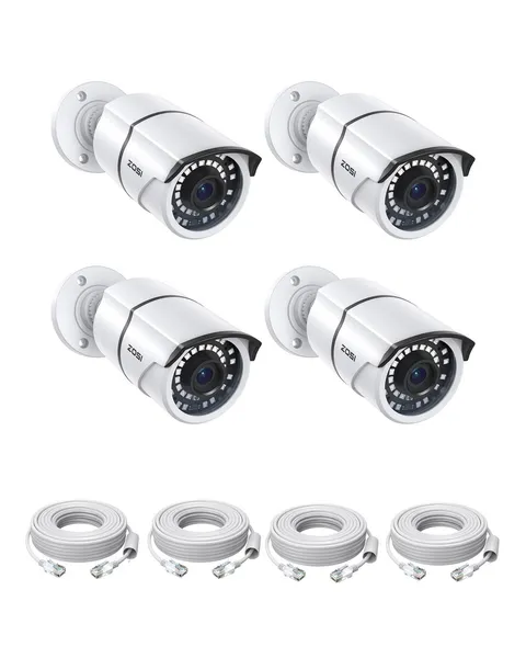 ZOSI 4PK 5MP Add-on POE Security Camera with Ethernet 4Cam, POE-4Cam
