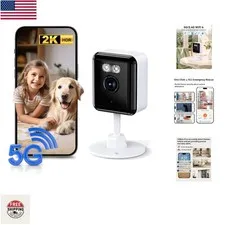 Smart 2.4/5GHz Wi-Fi Security Camera with Night Vision & Two-Way Audio