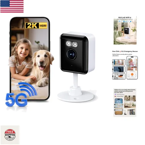 Smart 2.4/5GHz Wi-Fi Security Camera with Night Vision & Two-Way Audio