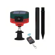 Solar Motion Sensor Alarm Repellent 360°Motion Detector Loud Siren LED Flashi...