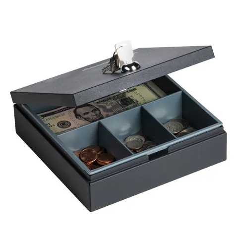 DS-1 Cash Box Safe with Privacy Key Lock and Removeable Tray, 2.1 in x 6.8 in
