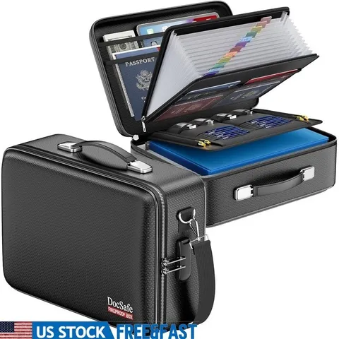 Fireproof Water-Resistant Document Box W/ Lock Large Capacity Hard Shell Case US
