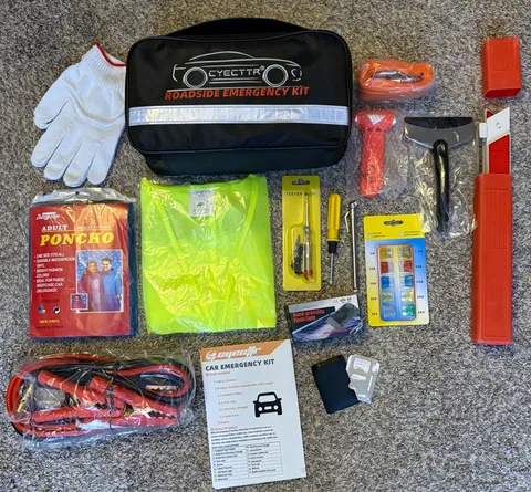 CYECTTR Car Roadside Emergency Kit Auto Vehicle Safety Emergency Road Kit - NEW