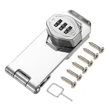 Keyless Cabinet Combination Lock 4" 3-Digit Password Hasp Lock Silver