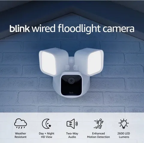 Wired Floodlight Camera - Smart Security Camera, 2600 Lumens, HD New