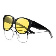 Night Vision Driving Glasses Women Fit Over Glasses, Black/Night Vision Yellow
